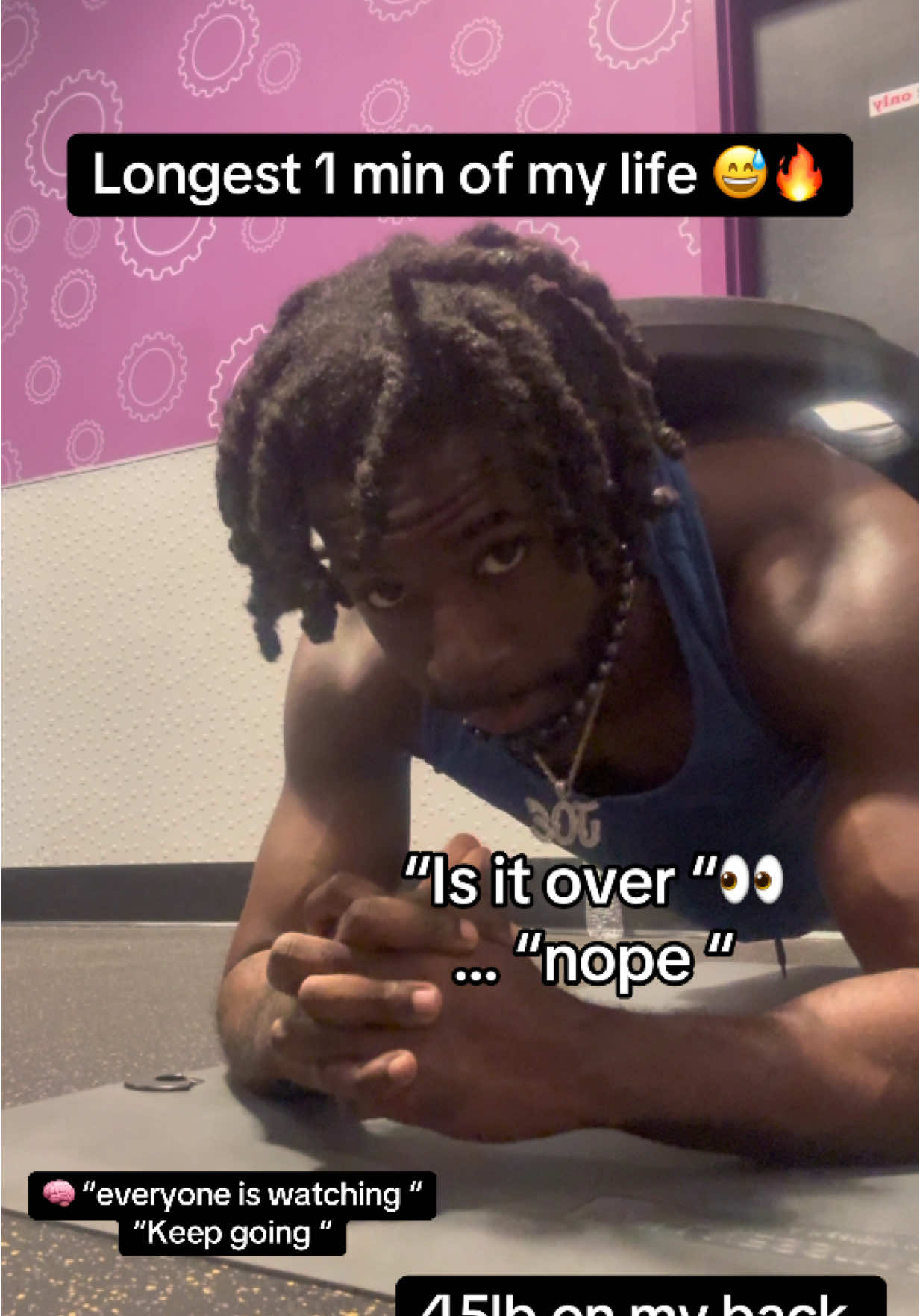 A single minute can feel like an eternity when you’ve got a 45 lb plate on your back. But that’s how growth works  it’s not always about doing more, sometimes it’s about holding strong under pressure. Push your limits, because that’s where progress lives. 👉🏾 Like & follow for more, and tell me what your toughest core workout is. #PlankChallenge #CoreStrength #GymMotivation #FitnessJourney #FYP