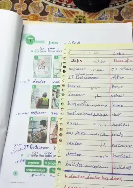 انكليزي سادس ابتدائي المنهج الجديد/يونت1/الدرس2/موضوع jobs و place of workالوظائف ومكان العمل/صفحة8و9#انكليزي#بكلوريا