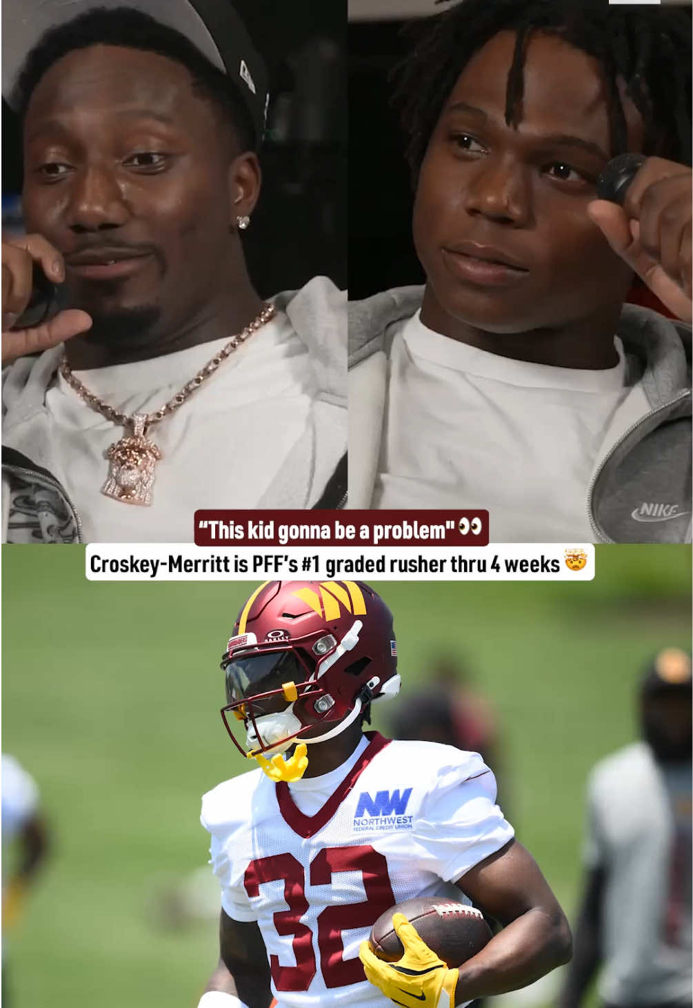 Deebo showing love to Jacory Croskey-Merritt 👏🔥 #nfl #football #commanders #deebosamuel #billcroskeymerritt 