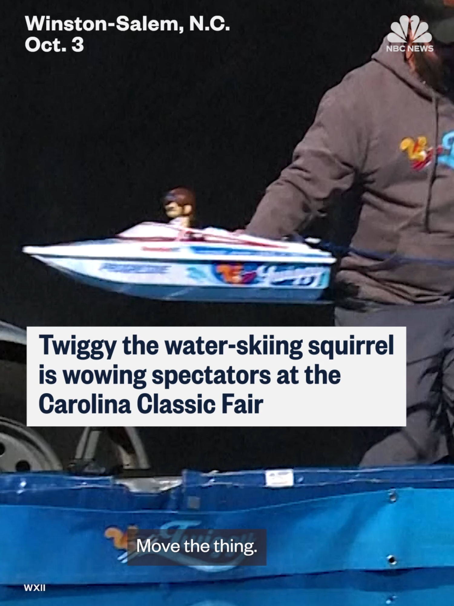 Twiggy the water-skiing #squirrel wows fairgoers at the Carolina Classic Fair.