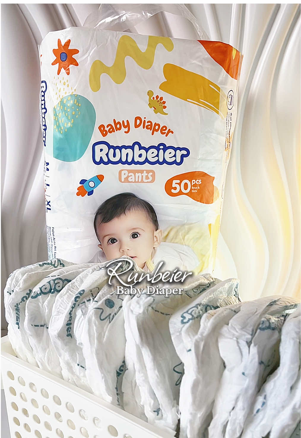 Good quality and affordable baby diaper highly recommended Runbeier diaper. #runbeier #babydiaper #diapers #50pcsdiaper 
