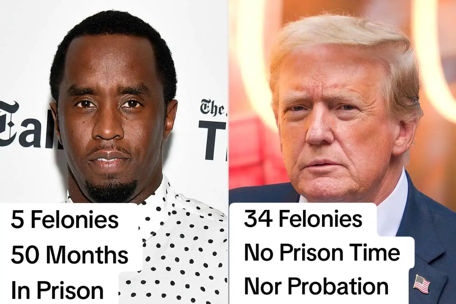 I judicial system is beyond terrible. How is one in jail serving time and not the other one. #donaldtrump #pdiddy #governmentcorruption 