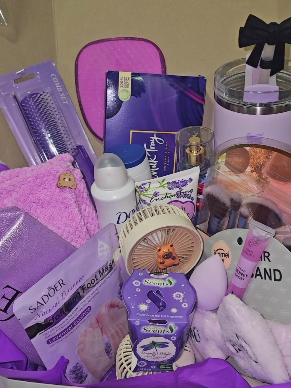 💜PURPLE LUXE SET💜 Our Luxe boxes are created based on your budget. Please WhatsApp 1868 294-5610 with your budget and colour theme in mind! Both Delivery and pickup available! #fyp #giftideas #gift 