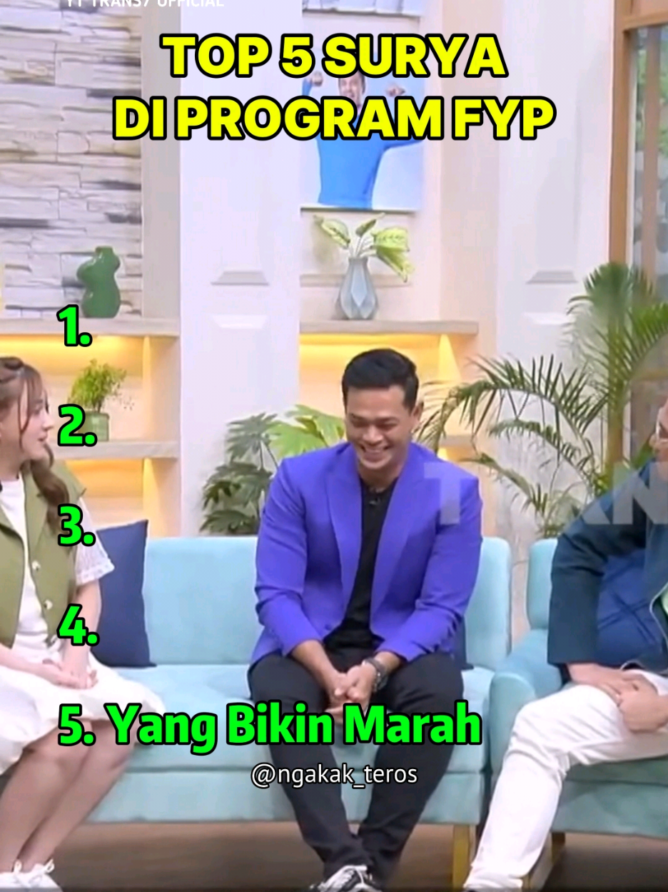 TOP 5 SURYA DI PROGRAM FYP #suryainsomnia #fyptrans7 