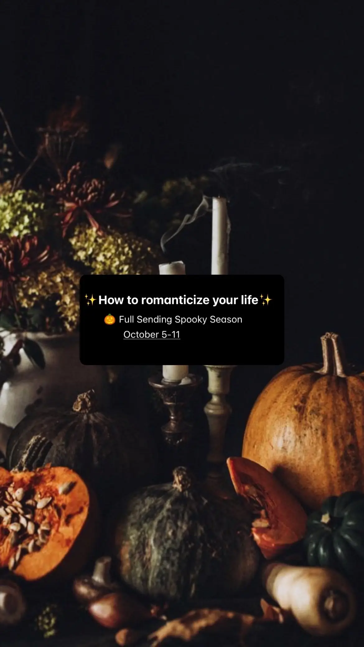 🎃 Week 6 of my Autumn Bucket List Series is here!! I cannot believe how fun the past weeks have been. Thank you so much for following along and even making your own lists!! Remember you’re not alone, and remember I’m here to help you ✨Maximize and Romanticize✨your life!!  • #fallbucketlist #autumnaesthetic #TimBurton #autumnaesthetic🍁🍂 #romanticizeyourlife 