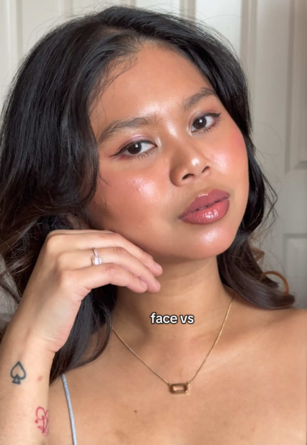 soft glam make up vs base ✨ Products used: Skin tint : @Glossier  First Spray Serum: @DALBA  Glow enhancer : @loréal paris usa @L’Oréal Paris  Bronzer : @Morphe 2 @Morphe Cosmetics  Lip Liner & gloss : @tarte cosmetics  powder blush : @YSL Beauty  Dewy flush : @Glow Recipe  Setting powder :  @absnyproducts  Concealer : @Armani beauty  Matte lipstick : @Peripera  Liquid & powder Highlighter : @Diorbeauty  Blurring Bronzer : @Polite Society Beauty  Eyeliner & eyebrow pencil : @elfcosmetics  Mascara : @Maybelline NY  Setting spray : @Charlotte Tilbury  #softglam #basevslooks #dewymakeup #makeup #makeuplooksforyou 