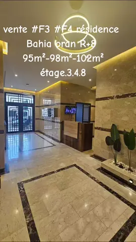 🏛️Agence immobilière nour el yaqin  💢 #Vente  Un appartement #F3 #F4    💢 - bahia   (Oran . Algérie).✨ Agence Nour el yaqin immobilier met à votre disposition un  appartement #F3 #F4 à vendre :            ✅  Localisation📍:   Bahia Oran  (Résidence ).R+8    ✅  Superficie : 95m² -98m² -102m²    ✅  Acte : Acte  et lvert .                                         ✅étage :  F3  3eme -4eme .- F4 8eme   avec Ascenseur    ✅ chauffage central et radiateur          🔴 Atouts :    🟢  Bien sécurisée     🟢  Proche de toutes commodités    ♦️ Pour plus d'informations ℹ️ n'hésitez pas                            ▪️ Ou Contactez le :      1% Agence immobilière Nour el yaqin -0542739587 -0669203185 -0795221129 📢  Soyez les bienvenus chez votre Agence immobilière nour el yaqin  -Agence immobilière Nour el Yaqin -0542739587 -0669203185 -0795221129  🏚️الموقع المكتب  🏚️الوكالة العقارية نور اليقين :كاستور امام بلدية ? نحن هنا لخدمتكم في شراء، بيع، أو كراء العقارات في وهران. 🌟 نحن نفهم أهمية العثور على العقار المثالي الذي يتوافق مع ميزانيتكم واحتياجاتكم. 💼 مهمتنا هي تحقيق رضاكم الكامل من خلال تقديم استشارات مهنية وخدمات مخصصة. تفضلوا بزيارتنا أو الاتصال بنا اليوم لنجيب عن أسئلتكم ونبدأ في رحلتكم العقارية معنا. مرحبا بيكم58 ولاية  🇩🇿🇩🇿🇩🇿 في وكالة عقارية نور اليقين وهران  نحن بانتظاركم بفارغ الصبر لتقديم الأفضل لكم! 🤝 Facebook-Amine Bouzaned  Agence Nour el yaqin immobilier         