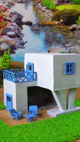 How I Built a Modern V-Shaped Mini House | DIY Tutorial #vfuho #DIY #miniature #house #buildvn 