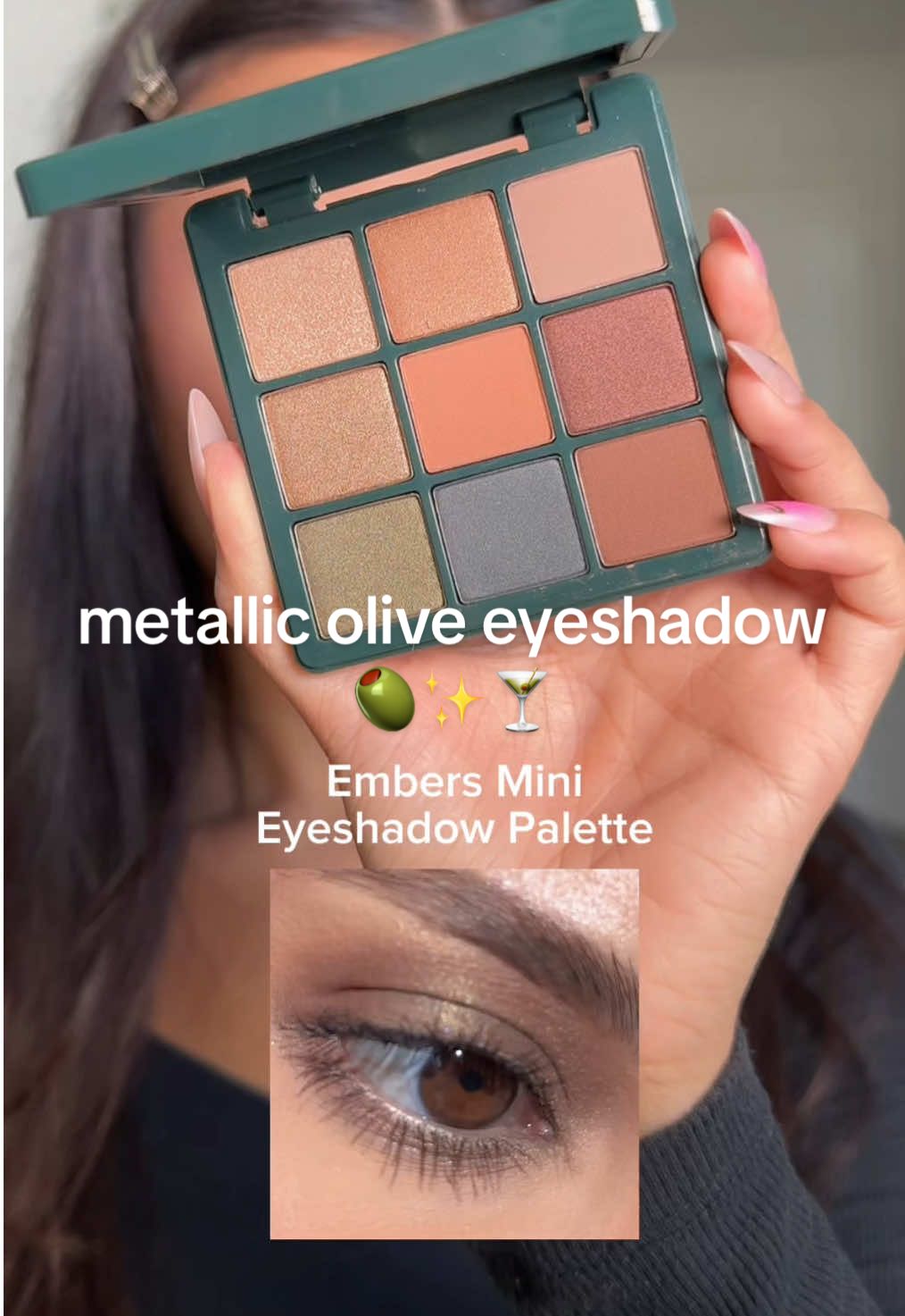 This fall’s trend = metallic olive lids 🫒✨ Get the look with our NEW Embers Mini Eyeshadow Palette now available on #TikTokShop!: ✨ Sweep A3 (matte dusty taupe) through the crease ✨ Swipe C1 (metallic olive green) on the lid with your finger for max impact ✨ Blend + go 🪄 #AnastasiaBeverlyHills #fallmakeup #metalliceolive #eyeshadowtutorial