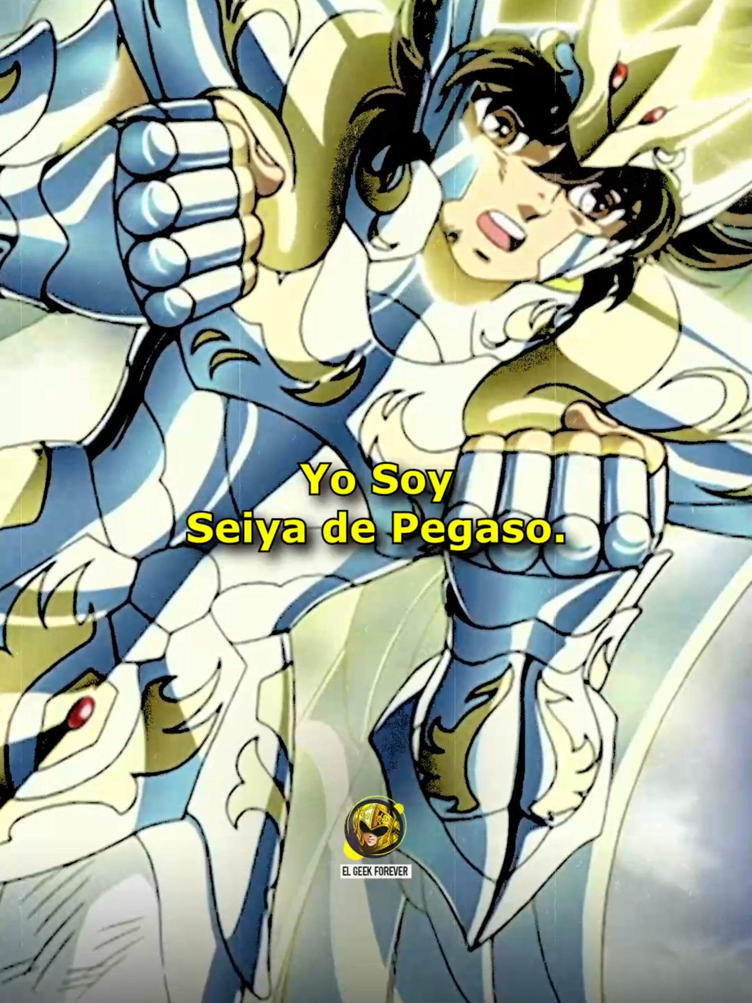 Seiya de Pegaso: El cosmos puede apagarse… pero el espíritu humano jamás. #SaintSeiya #LosCaballerosDelZodiaco #ElGeekForever #FrasesSaintSeiya