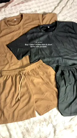 Buy 1 get 1 waffle shirt & short terno with pockets #waffleterno #unisexterno #ternoforwomen #affordableterno #buy1take1 