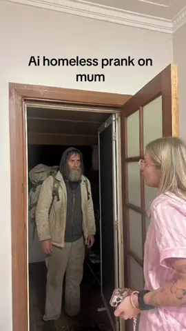 Mum was low key kinda chill about it #greenscreenvideo #aihomelessmanprank 