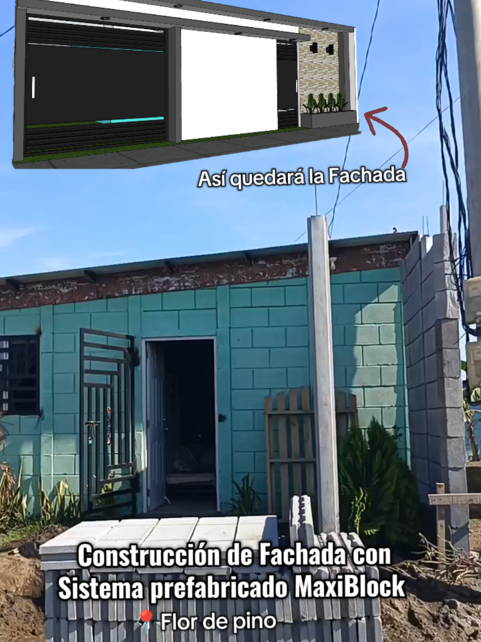 Construcción de Fachada con sistema prefabricado MaxiBlock @Arcon_Industrial Pronto les compartiremos más avances del proyecto. #fachadasarquitectónicas #construccion #nicaragua🇳🇮 #paratii #fyp 
