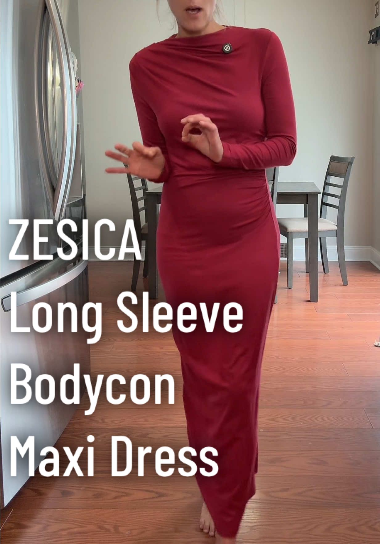 It’s that casual comfy long sleeve maxi dress! So elegant & classy! Love it in the red! #longsleevebodycondress #weddingguestdress #maxidress #tiktokshopfalldealsforyou  #tiktokshopfashioncreator @ZESICA 