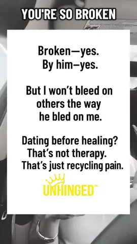 “Broken isn’t an excuse to break others. Heal first. Don’t recycle pain and call it love. 🖤 #fyp #dv #divorce #narcissist #trauma 