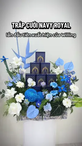 Tráp cưới gam màu xanh navy hiếm có khó tìm ❤️❤️ #willingflowers #mamdamngo #trapcuoihoihiendai #mamquacuoihoisaigon #trapcuoimauxanh