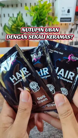 nutupin uban dengan sekali keramas? bisa pakai shampoo aestika penghitam rambut alami #shampoouban #penghitamrambut #pewarnarambut #aestika 