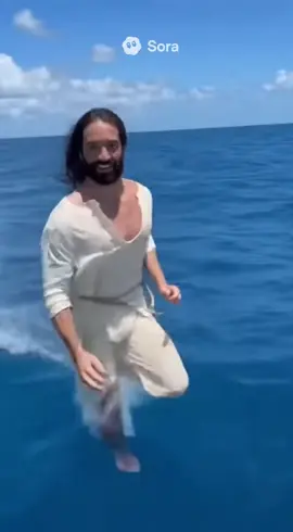 Jesus doing the Naruto run! #sora2 #narutorun #walkonwater #aicomedy #jesus 