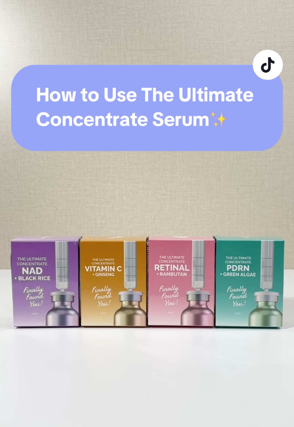 Simak videonya, untuk tahu cara pemakaian The Ultimate Concentrate Serum! Perlu dicatat, serum ini hanya untuk pemakaian luar saja ya!💜 #OneShotMaximumImpact #FinallyFoundYou #FinallySimple 