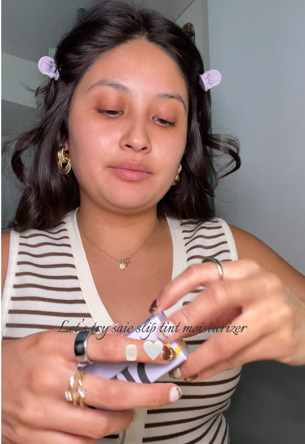 let’s try saie slip tint moisturizer for the first time 🤭✨ @Saie #saiebeauty #makeup #makeupreview #saiesliptint #saie 