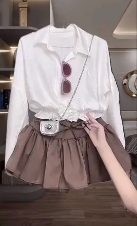 Set Áo Sơ Mi Đũi Dáng Croptop Mix chân váy xè tầng dây thắt eo .siweu hách dáng #xuhuong #xuhuongtiktok #thoitrangnu #setxinh #trechung