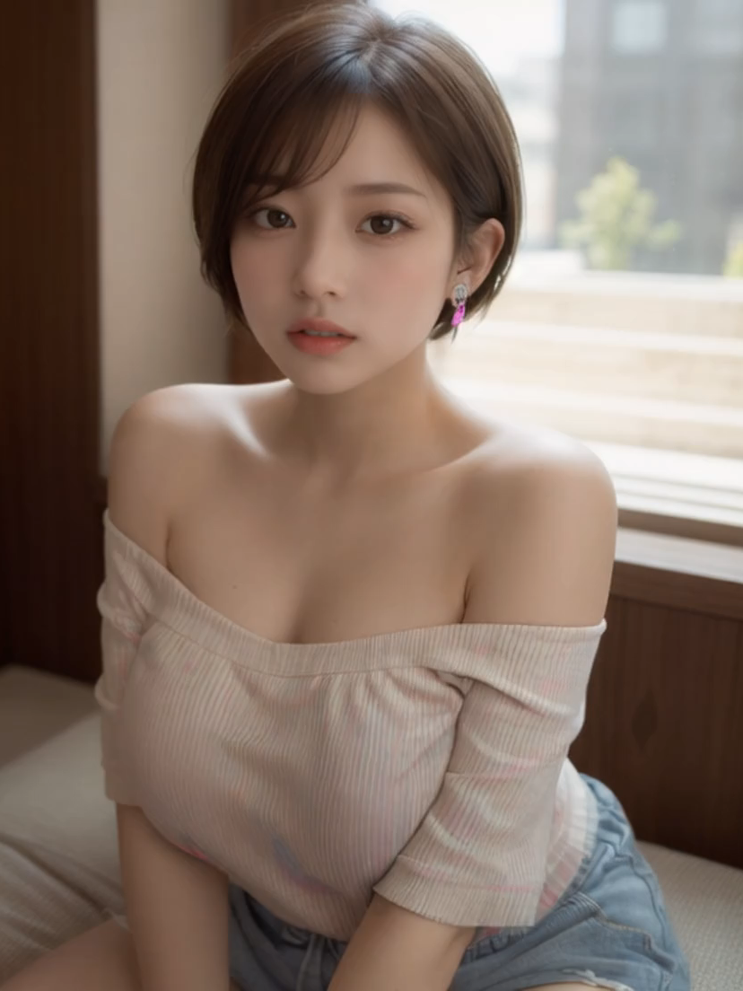 off shoulder #ショートヘア #ai美女 #stablediffusion #wan22