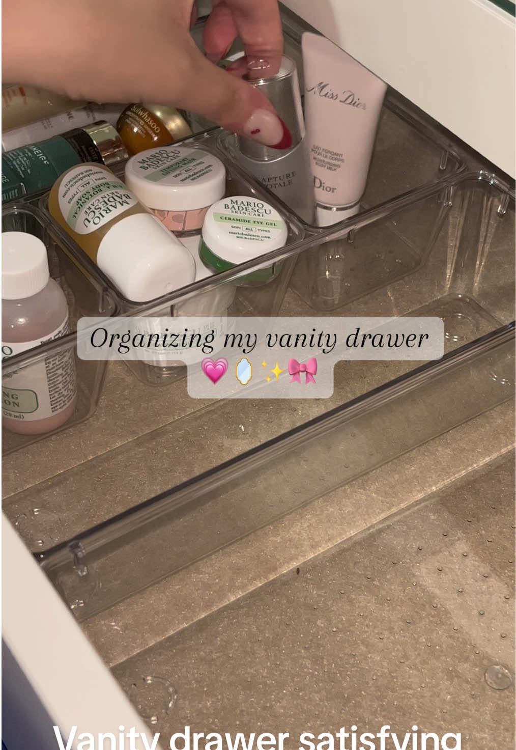 Setting up and organizing my vanity - part two ✨ #vanity #drawerorganization #vanitysetup #skincare #satisfying  @Mario Badescu @medicube global  