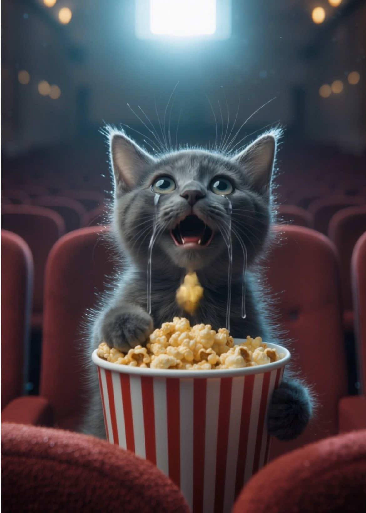 映画っていいニャ🎞️🎥 #子猫     #猫     #kitten     #cat     #映画見て泣く     