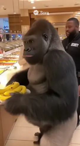 Gorilla being kick out of the buffet  #ai #sora #gorilla #aifunny #bananas 