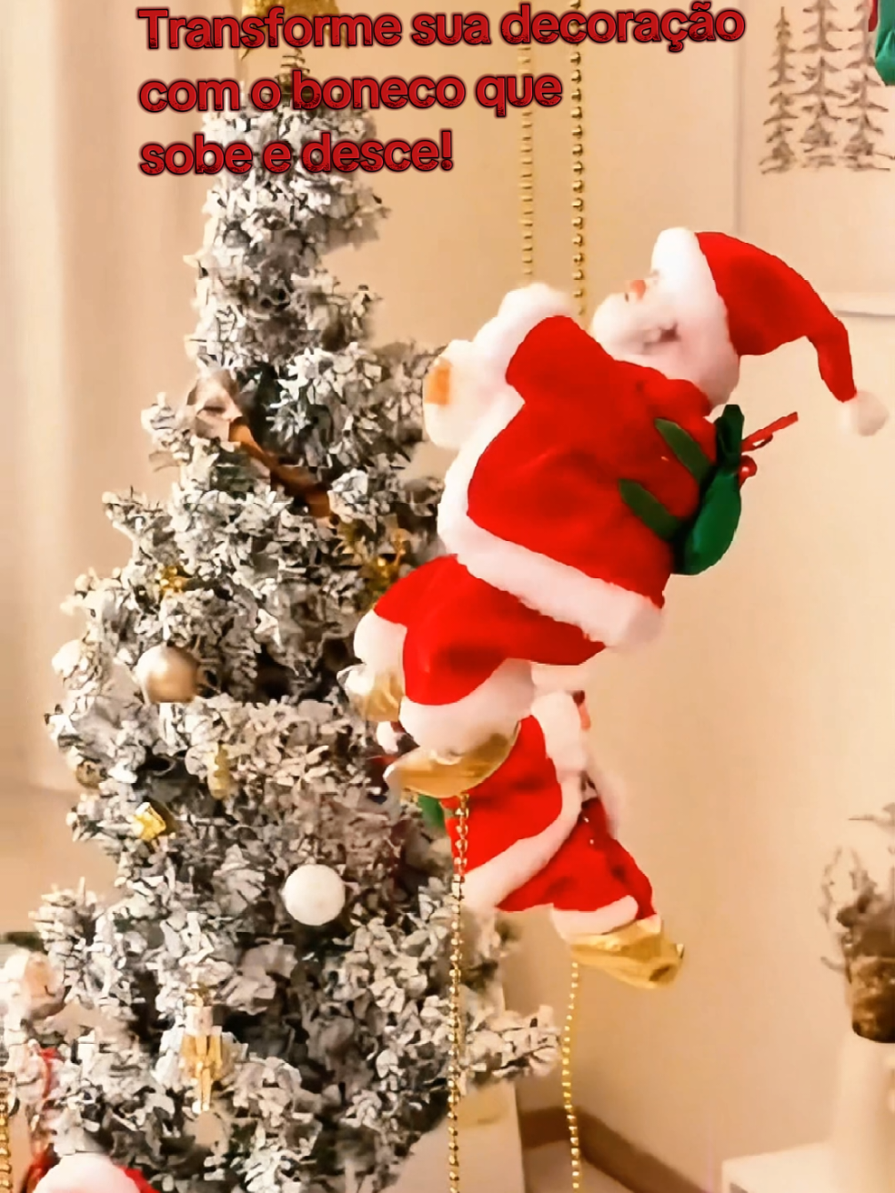 Boneco Papai Noel - Enfeite de Natal - Decoração de Natal - Papai Noel Sobe e Desce na Cordinha - Musical  #tiktokshop #papainoel #bonecopapainoelmusical #decoracaodenatal #papainoelmusical 
