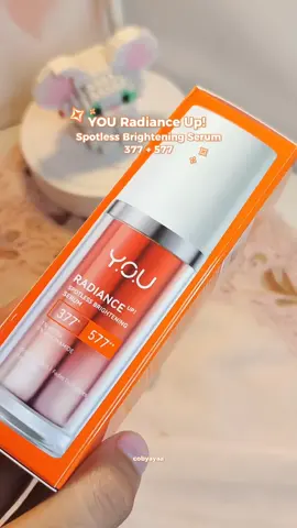 GADA LAGI FLEK & NODA HITAM karena udah nemuin serum brightening satu ini.ᐟ.ᐟ yap! produk terbarunya YOU Radiance Up! Spotless Brightening Serum, dengan formula symradiance 377 + kapcinol 577 yang lebih efektif mencerahkan kulit, serta kandungan 5% niacinamide, 1% hepes & tranexamic acid bantu pudarkan noda hitam & garis halus AYO BURUAN CHECKOUT SEKARANG!  #YOU #youradianceup #brighteningserum #youserum #flekhitam 