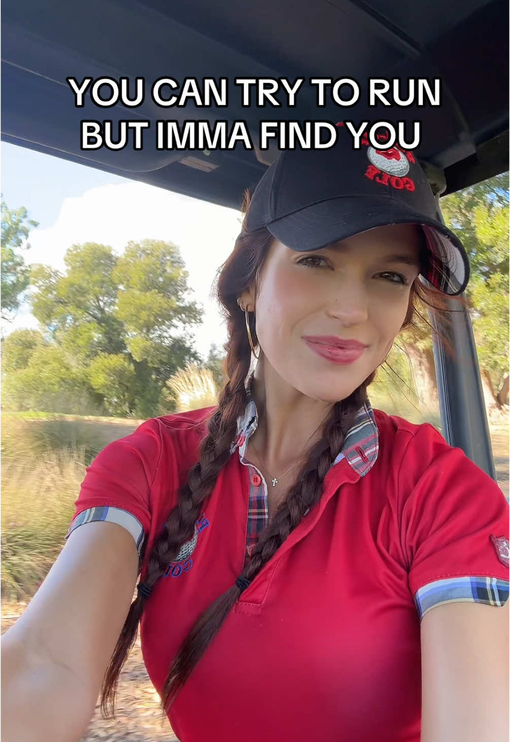 You can't outrun me & my golf cart sorryyyy 😜😜😜😜 #vibea #trytorun #cinematic #lilykincade 