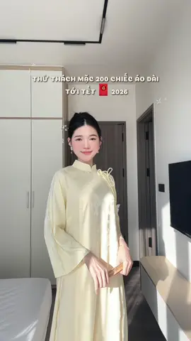 Phần 23: Thử thách mặc 200 chiếc áo dài tới Tết 2026 🧧. Quá ưng cái màu vàng tươi trẻ này luôn. Chất vải này cũng không có điểm gì để chê lun #xuhuong #xuhuongtiktok #aodaitet #tet2026 #aodai 