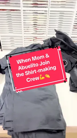 👕✨ When Mom & Abuelito join the shirt-making crew… you know it’s a family affair! 💕  We had so much fun putting together another bulk shirt order — every shirt pressed with love (and a little teamwork magic). Whether it’s for a family reunion, a big celebration, or your next event, custom shirts make memories you can wear. 👉 Need custom shirts for your family or event? Check our website today and let’s create something special together! #customapparel #customshirts #bulkorder #dtfprinting #eventshirts        