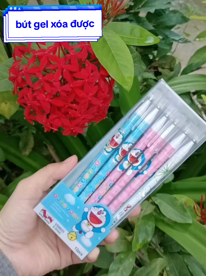 hộp 12 cây bút gel xóa được có nắp đậy cho bé tiểu học #bút #butgel #butgelxoaduoc #butgelhocsinh #mekushin 