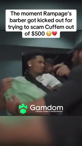 The moment Rampage’s barber got kicked out for trying to scam Cuffem out of $500 😳💔 #Adin #RampageJackson #Cuffem #BrandRisk #boxing 