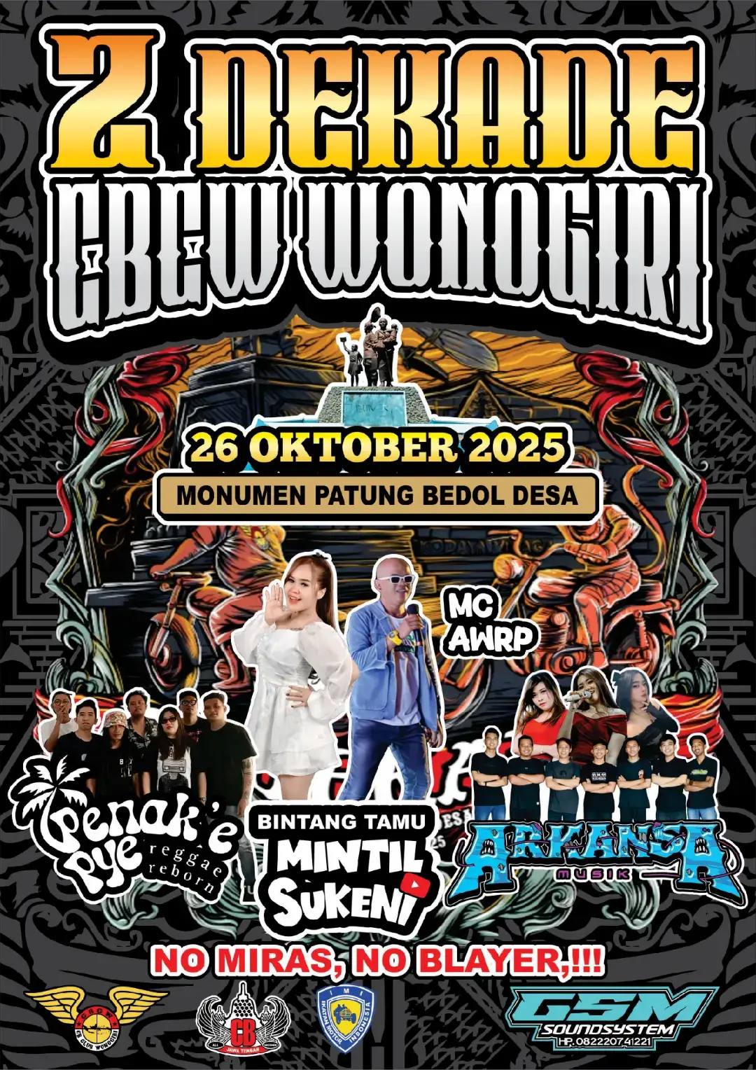 2 Dekade CBCW Update H-Mepet lurr!! Hadir dan ramaikan acara 2 Dekade CB Club Wonogiri yang akan dimeriahkan oleh Penake Pye Reggae Reborn dan Arkansa Music Dangdut. Juga ada spesial perform dari Dek Mintil Sukeni loh. Tak lupa bakal dipandu juga sama MC kece nya Bekasi Om AWRP. Jangan lupa catat tanggalnya 26 Oktober 2025 gass acara 2 Dekade CB Club Wonogiri di Monumen Patung Bedol Desa Pokohkidul Wonogiri ya lur. Tak tunggu kehadiranmu sedulurku kabeh🤙🏻 #salamseduluransaklawase  #cbclubwonogiri  Support akun sosial media kami: Instagram: @cbclubwonogiri_ Facebook: CBCW Wonogiri Tiktok: @cbclubwonogiri