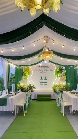 Sân khấu rạp cưới tone xanh mát mùa thu cho các dâu rể iu #backgroudsânkhấu #backgroudđẹp #rạpđẹplụcngạn #cổngcướiđẹplụcngạn #