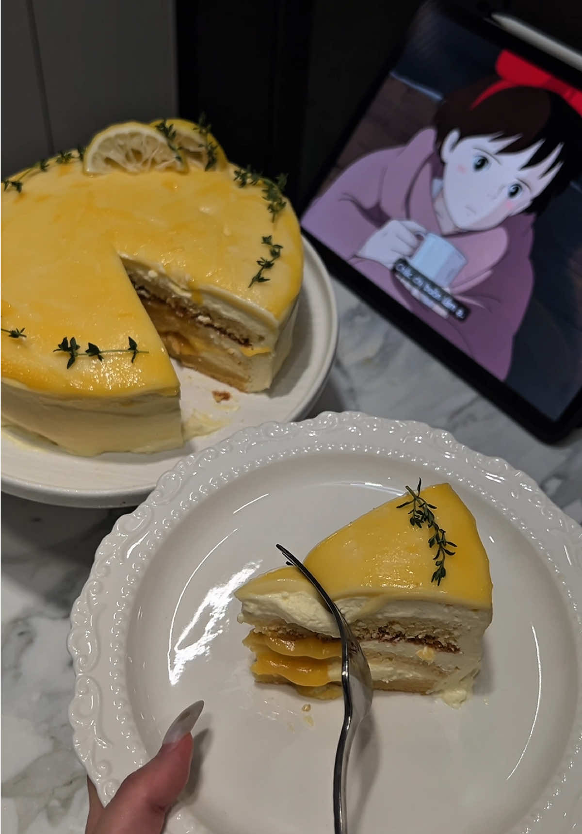 nhà coá mí quả chanh #lemoncake #baking #fyp #viral 