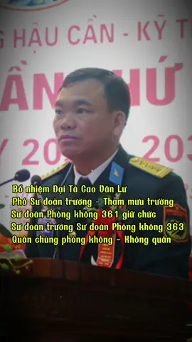 Bổ nhiệm Đại Tá Cao Văn Lư,Phó Sư đoàn trưởng - Tham mưu trưởng Sư đoàn 361 giữ chức Sư đoàn trưởng Sư đoàn Phòng không 363. #daitacaovanlu #phosudoantruong  #sudoan361  #quanchungphongkhongkhongquan  #bonhiemcanbo 