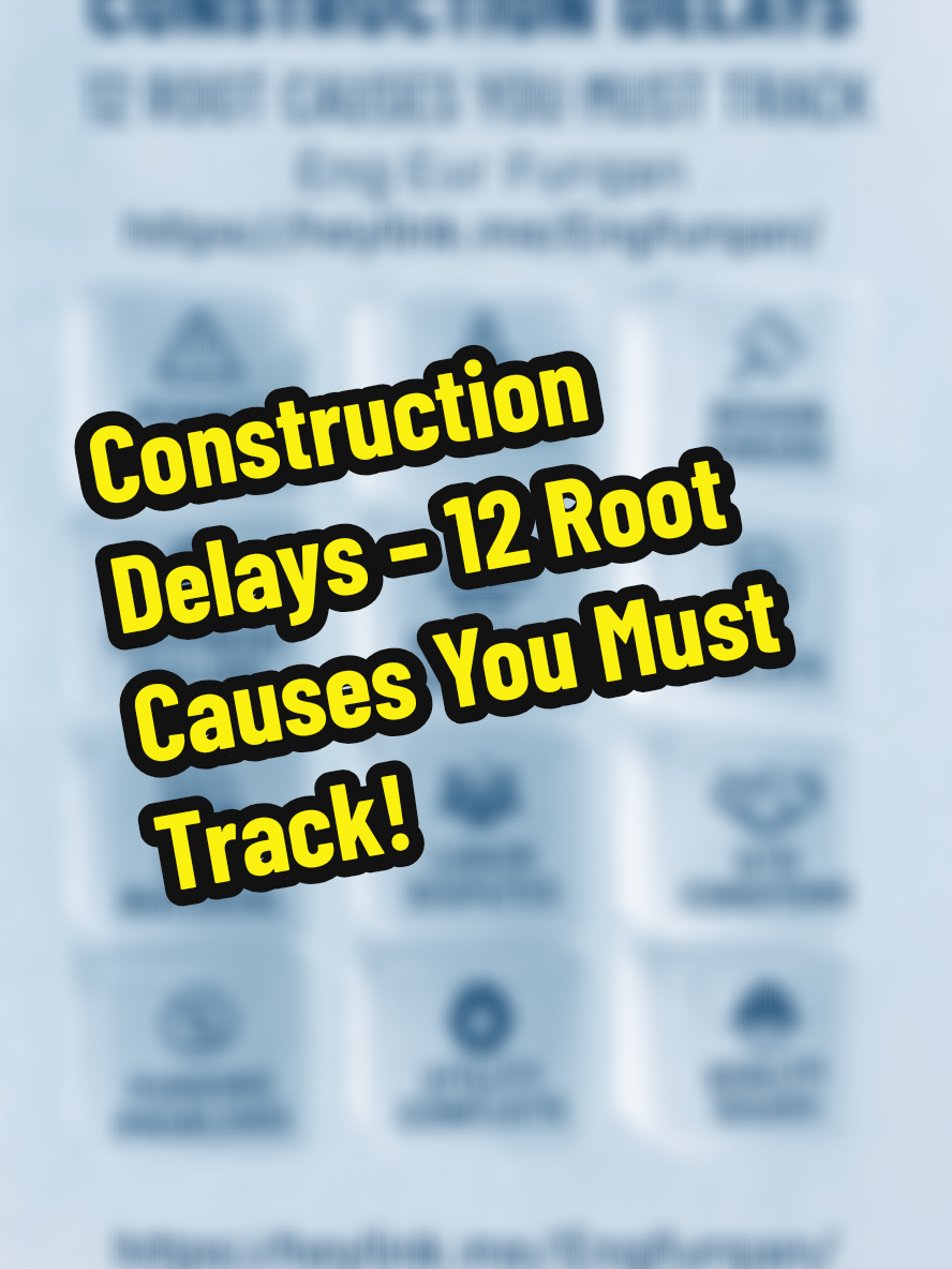 🚧 Construction Delays – 12 Root Causes You Must Track! 🏗️ Delays in projects don’t just cost money – they affect the whole schedule. Here are the 12 biggest reasons projects get delayed: ⚠️ Permit Delays 🌦️ Weather ✍️ Design Errors ⚙️ Equipment Failure 🧱 Material Shortage 📄 RFI Delays 🚚 Late Material 👷 Labor Disputes 🏞️ Site Conditions 💰 Funding Problems ⚡ Utility Conflicts 👷‍♂️ Quality Issues 👉 Keep track of these to avoid costly setbacks & complete projects successfully! 📌 Shared by Eng Furqan 🌐 https://heylink.me/Engfurqan/ #Construction #CivilEngineering #ProjectManagement #ConstructionDelays #SiteEngineer 