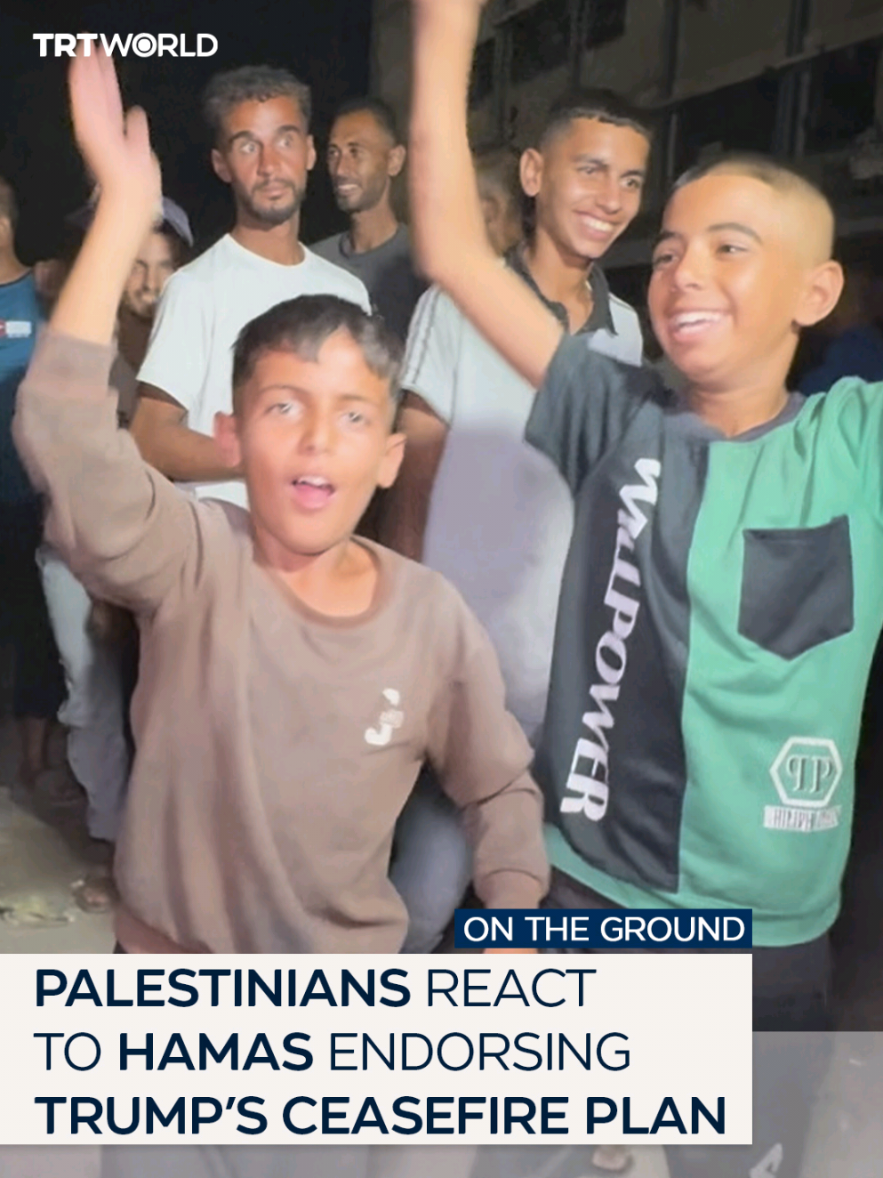 Palestinians in Gaza gathered to express their happiness after Hamas agreed 'in principle' to Trump's Gaza ceasefire plan.
