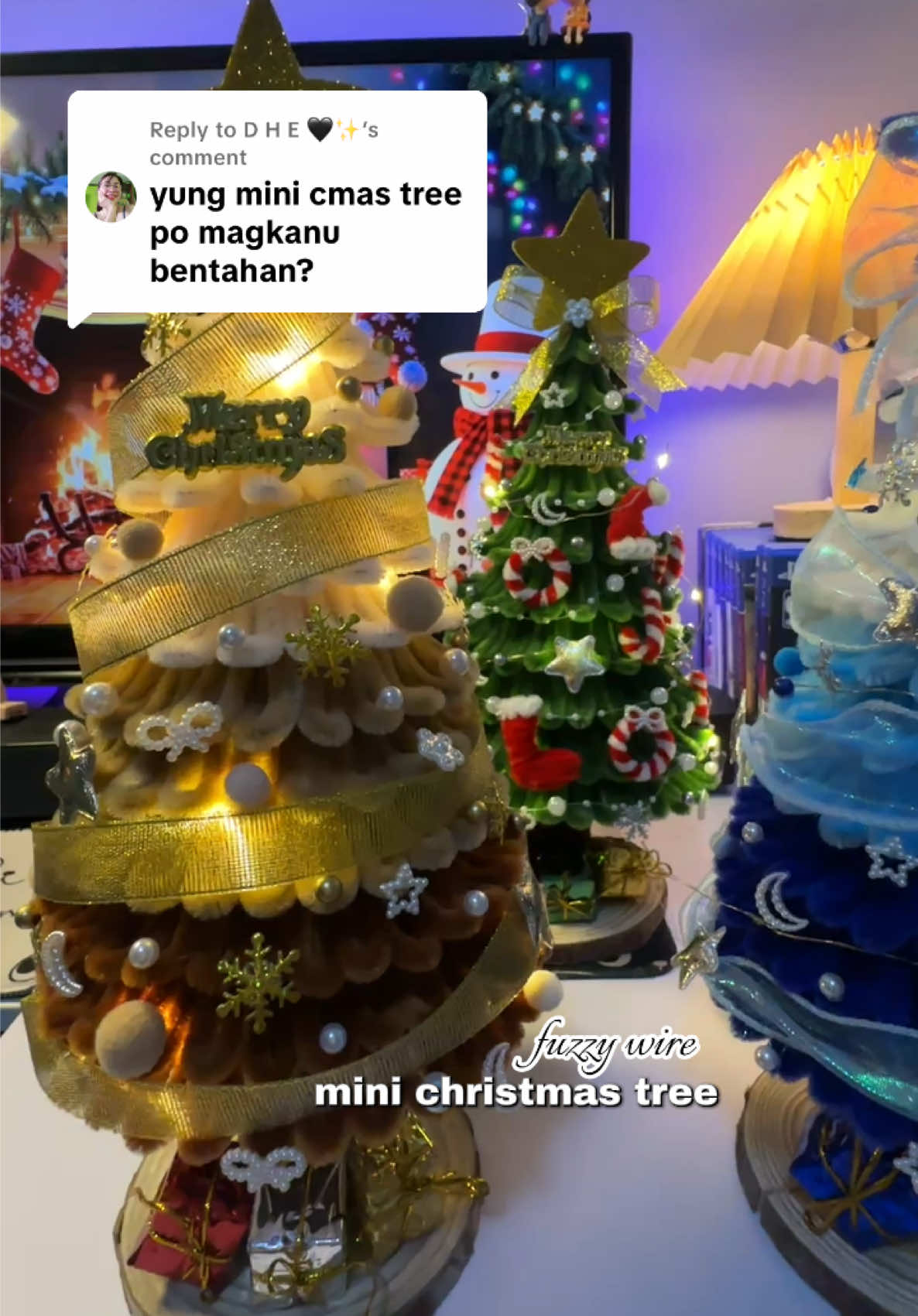 Replying to @D H E 🖤✨  depende po sa christmas tree but price starts at 239 po☺️ #christmastree #fuzzywirechristmastree #fuzzywire #minichristmastree #christmasdecor 