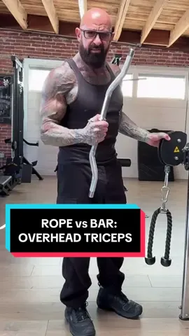 Bar or rope atttachment on overhead #triceps extensions? #armday #bigarms #cables #fyp