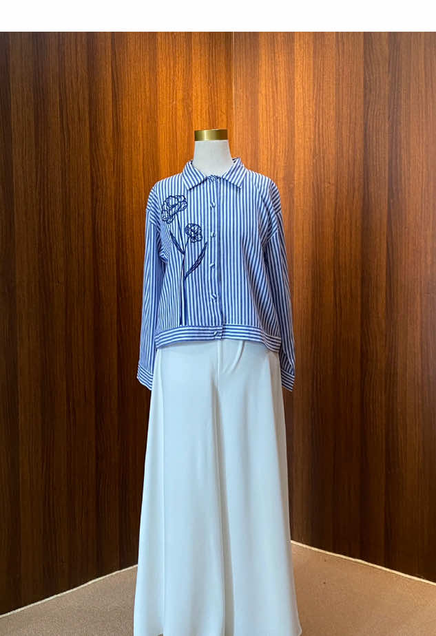 Stripe Outfit Inspo buat Ladies pecinta motif salur 🩵✨ #stripeoutfit #OOTD #elegantlook 