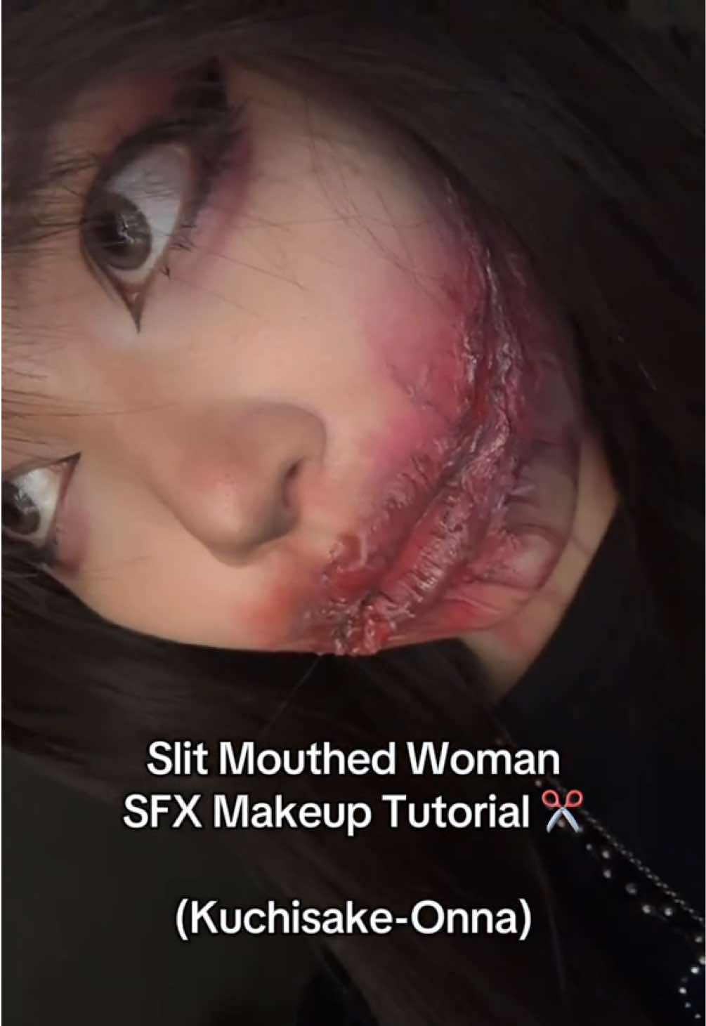Slit Mouthed Woman (Kuchisake-Onna) SFX makeup tutorial ✂️ #fyp #foryoupage #kuchisakeonna #sfxmakeup #makeuptutorial 
