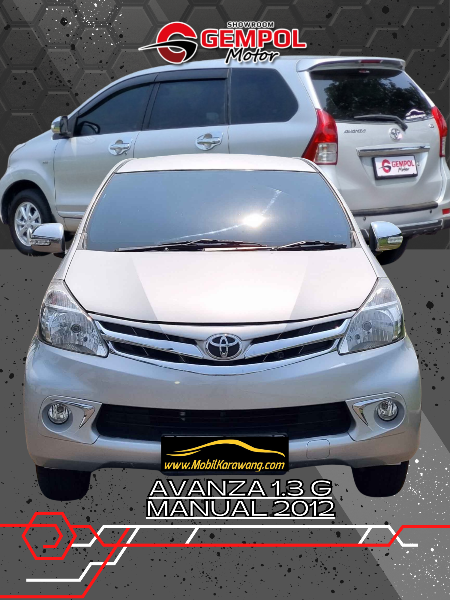 KM 67 RIBU !! Avanza 1.3 G Manual 2012 Pajak PANJANG Harga 114.500.000 DP 10 jt 3.210.000 / 59 Bulan - Tangan pertama - Kilometer 67 Ribu - Masa berlaku pajak tahun sampai dengan bulan Mei 2026 tahun depan. - Tipe 1.3 G - 1300cc VVTi 4 Silinder - Transmisi Manual - Tahun : 2012 - Warna : Silver Metalik - Mesin bagus service rutin rawatan - Kaki - kaki bagus - Dijamin BUKAN bekas Tabrakan atau Banjir.. - Peralatan bawaan mobil lengkap - AC dingin ( double blower ) - Interior sangat rapih dan bersih - Jok kain original bawaan kualitas bagus - Headunit original bawaan ( CD/MP3, Radio dll ) - Plat D ( Nomor Ganjil ) - Perpanjangan Pajak / Balik Nama / Mutasi / Cabut berkas bisa dibantu pengurusannya. 0812 16 188 188 WA / CALL www.mobilkarawang.com