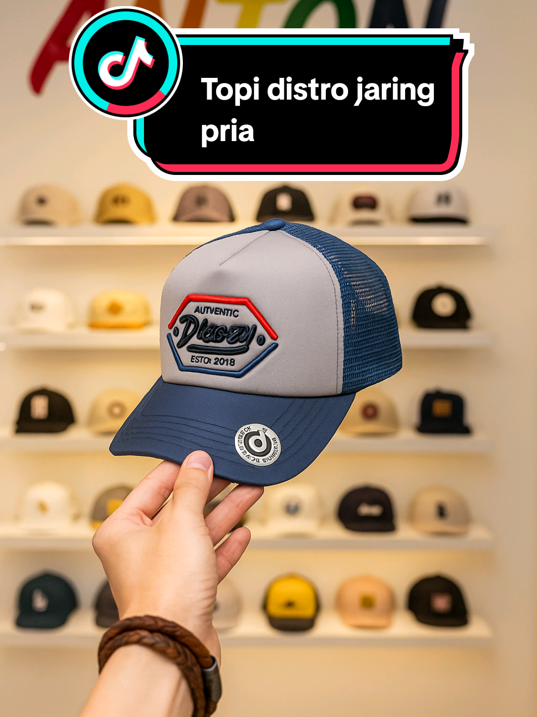 Topi Distro Jaring Pria Dewasa DLOOZY abu cream Navy #topipremium  #topitrucker  #promoseruweekend  #keranjangkuning👆 