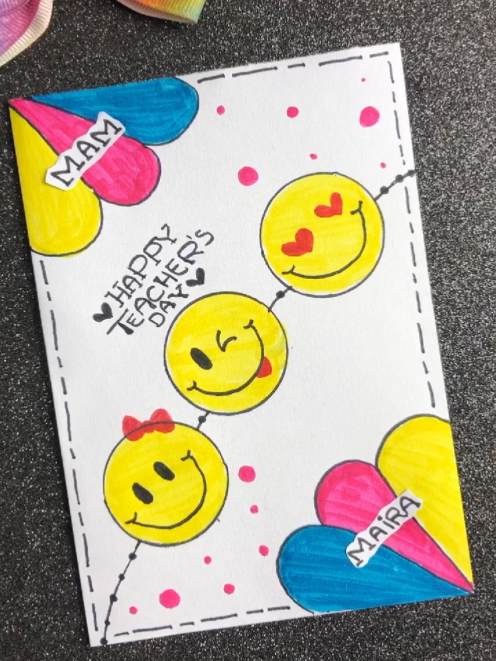 cute 😍 Emoji Teacher day card gift idea ❤️ #DIY #teacher #gift #craft #foryoupage 