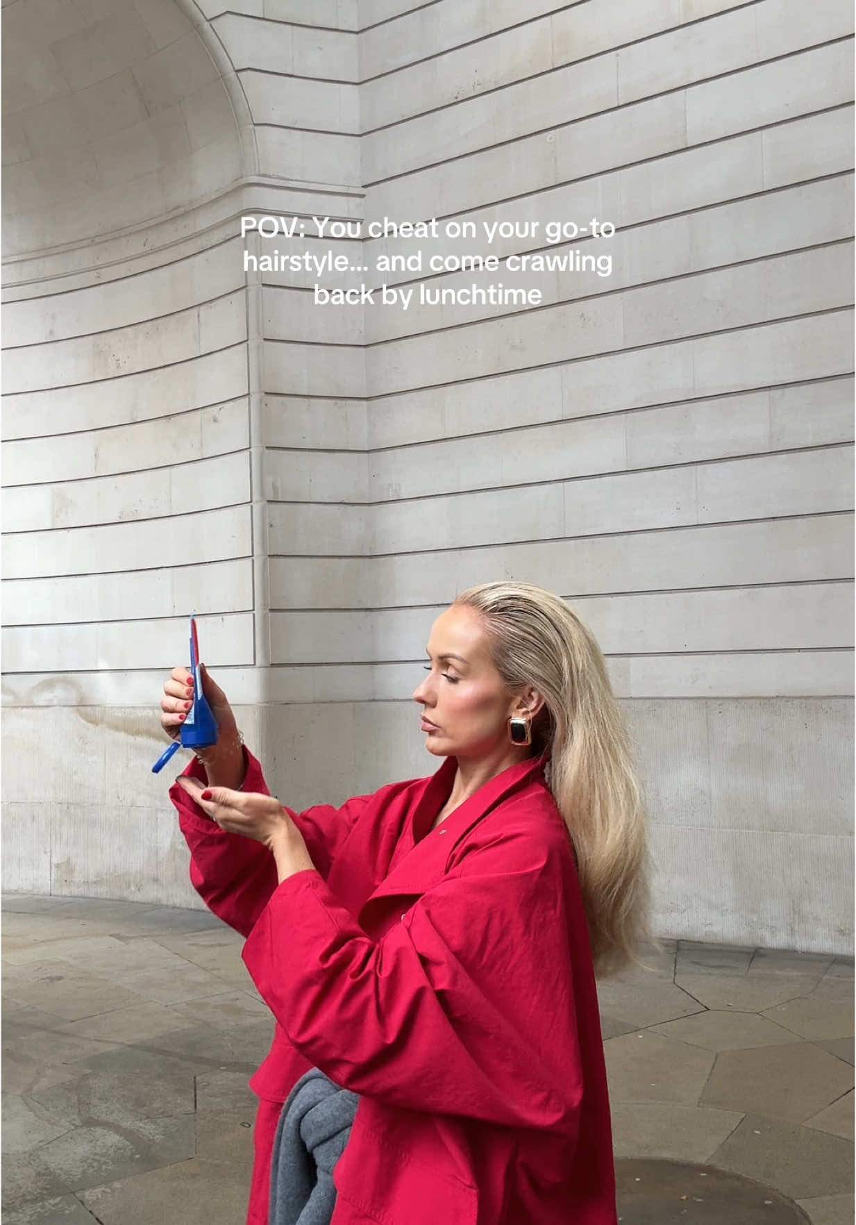 Actually loved the side-part slick back until it started going rogue and I lacked the on-site skills to save it 💔 side note this jacket SOLD OUT on launch yesterday!!!!! @Fuchsia Shaw 